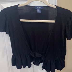 Forever 21 Black tie front Top, size Small